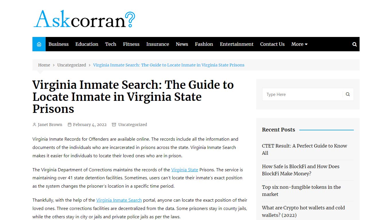 Virginia Inmate Search: The Guide to Locate Inmate in Virginia State ...